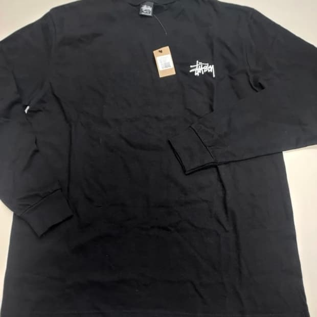 스투시 베이직 오버핏 긴팔 티셔츠 블랙 새상품