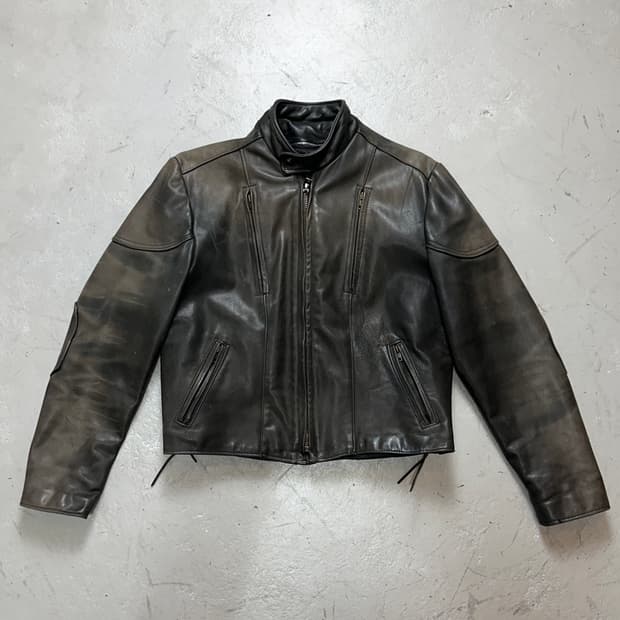 90's USA Made 크롭 레더 자켓 빈티지 라이더 자켓