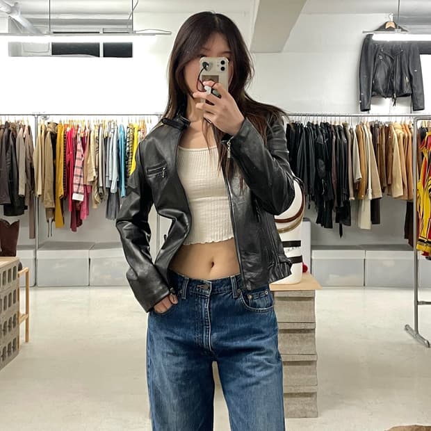 CERRUTI leather single rider jacket