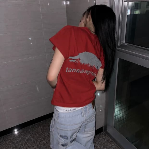 탄산마그네슘 마운틴 티셔츠 레드/그레이