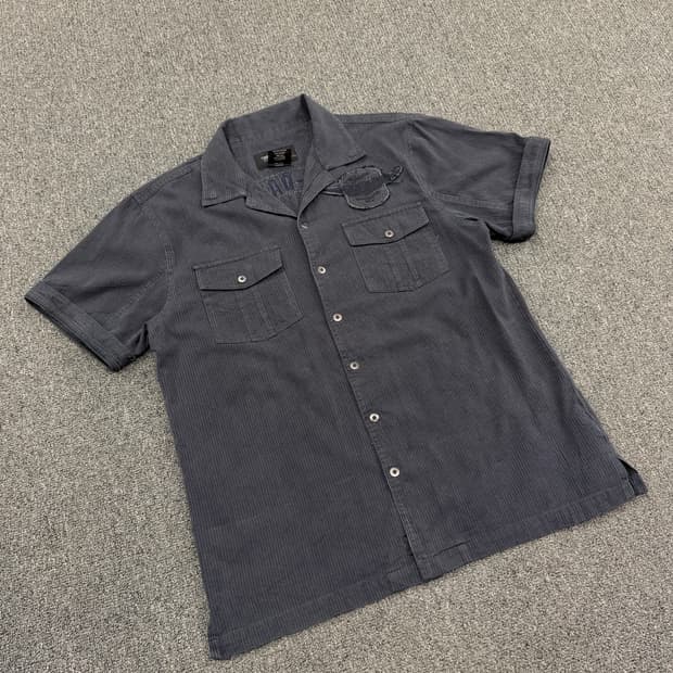 L) 할리데이비슨 빈티지 스트라이프 패치 자수 반팔 셔츠