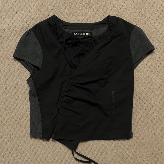 미스치프 반팔 (사이드 훅 셔츠 셔링 차콜 S 사이즈