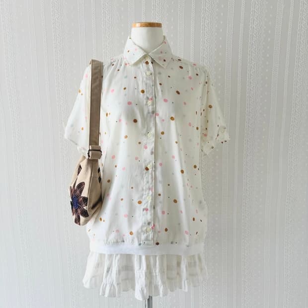 Olive des olive 올리브데올리브 도트 셔츠 모리 하구미