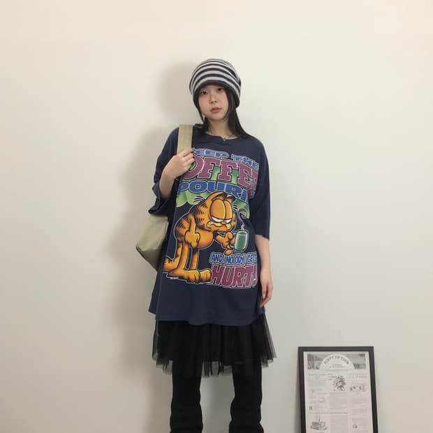 00's Garfield Big Graphic Oversize Tee