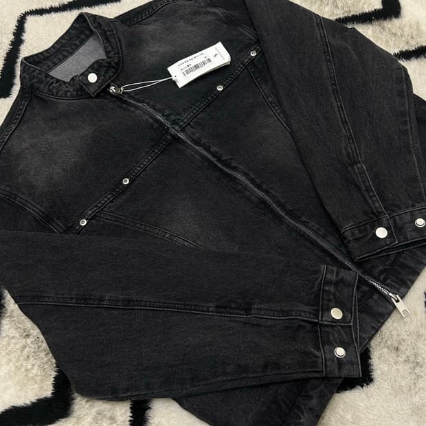 [M]라퍼지스토어 드로잉 워싱 레이서 데님자켓/워시드블랙