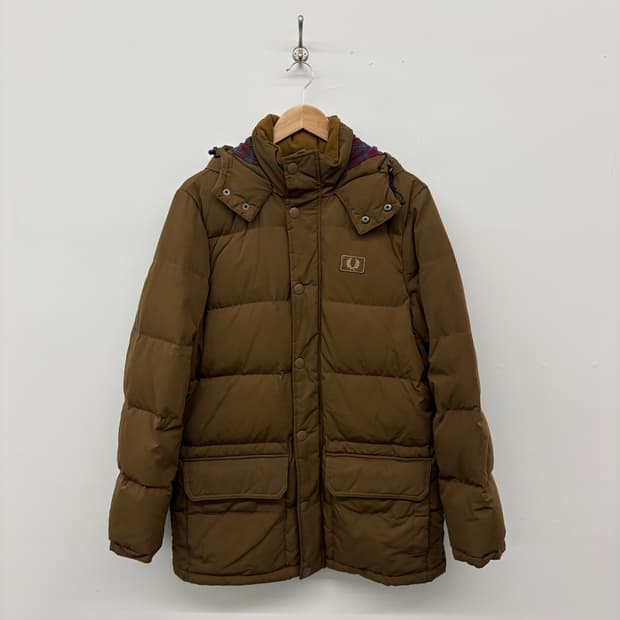 프레드페리 브라운 후드 패딩 점퍼 남/M