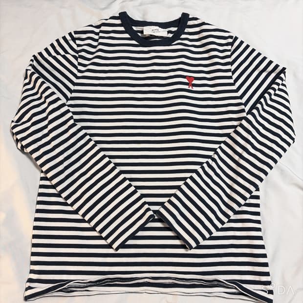 아미 스몰 하트 스트라이프 긴팔 티셔츠 S