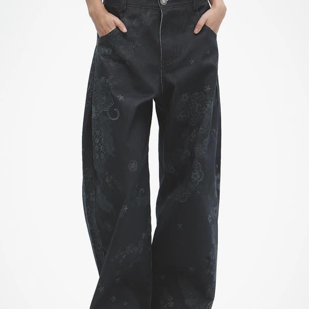 FayChui 프린트 데님 팬츠