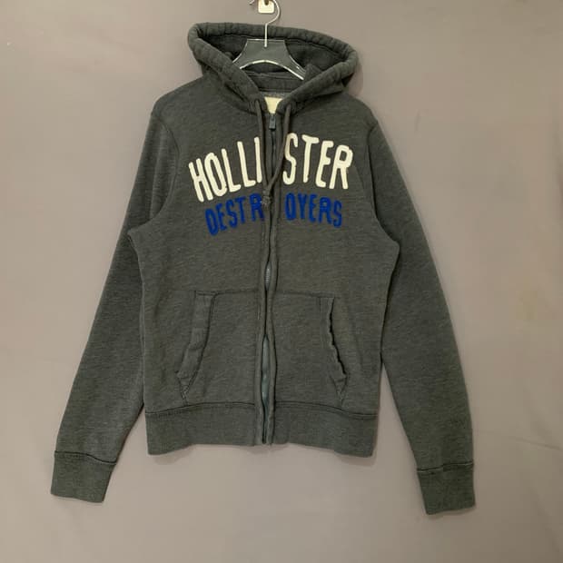 L 홀리스터 슬림핏 차콜 기모 후드집업