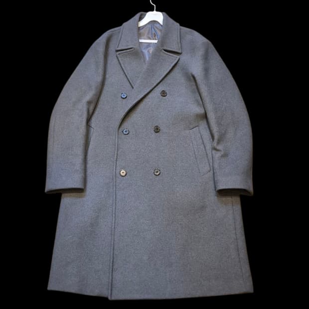 XL(착샷잇음) 그레이 울 더블롱코트 