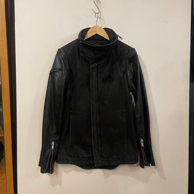 다이어트부처슬림스킨 하이넥레더 자켓