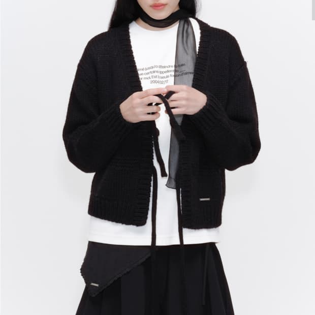 실사o) 미세키서울 쉬어 스카프 블랙