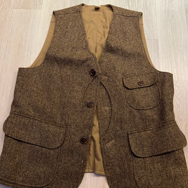 RRL herringbone hunting vest reversible