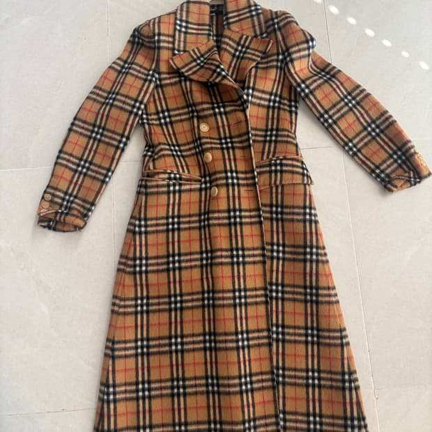 버버리 빈티지 체크 알파카 울 테일러드 코트