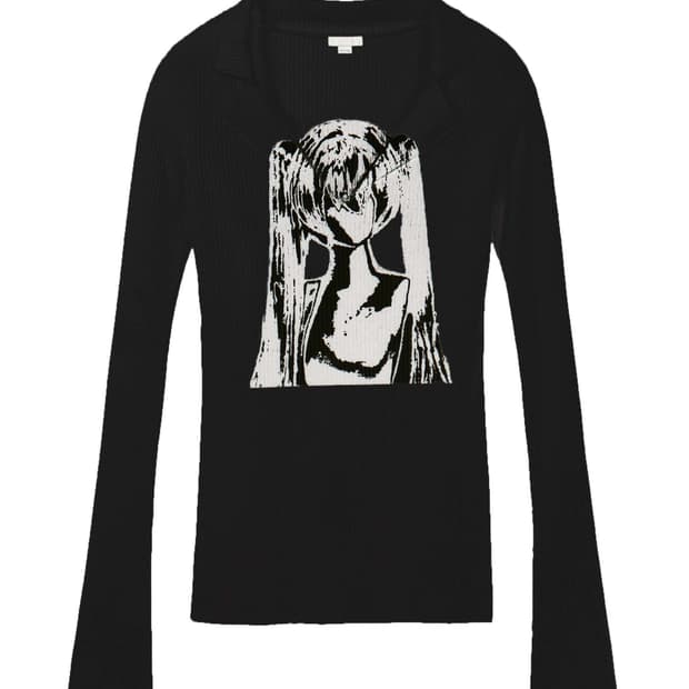 bonnae collar graphic top (Black)