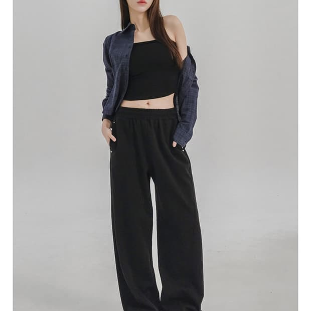 [새상품] 리리앤코 커드에인 절개 밴딩 와이드 팬츠 스웻팬츠