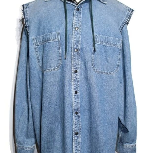 발렌시아가 데님 후드 자켓(탈부착o-조끼,데님후드로 활용가능)