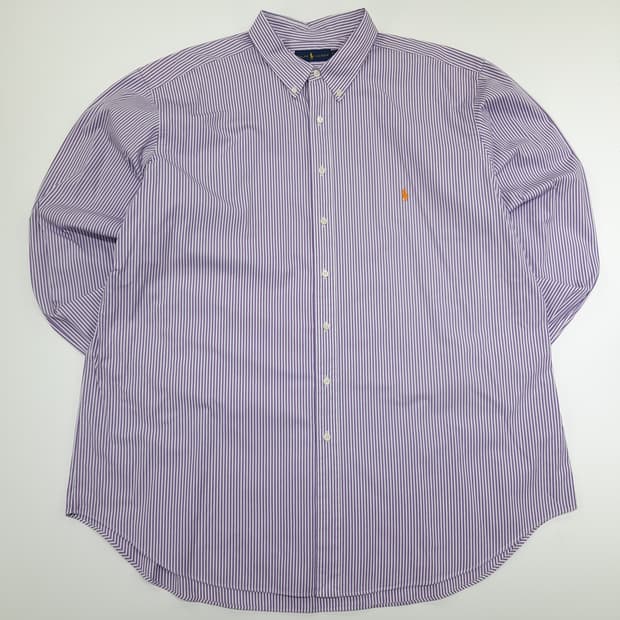 CN823 3XLT 폴로 랄프로렌 퍼플 스트라이프 긴팔 셔츠 남방