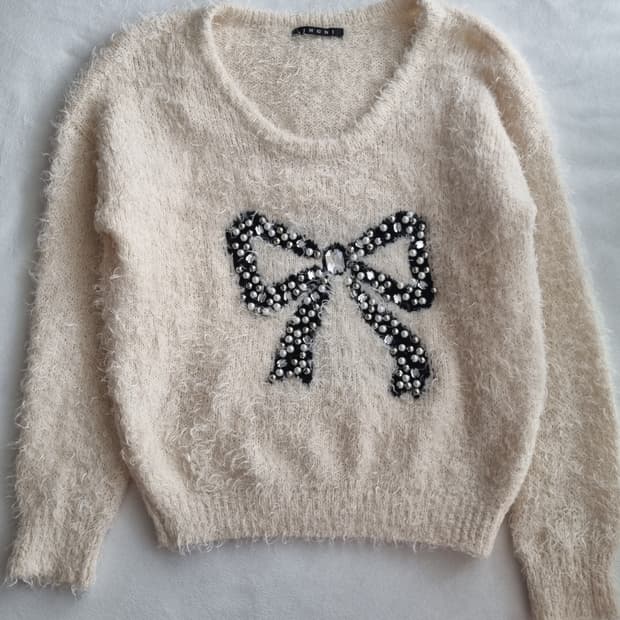 빈티지 모리걸 하구미 갸루 리본 니트