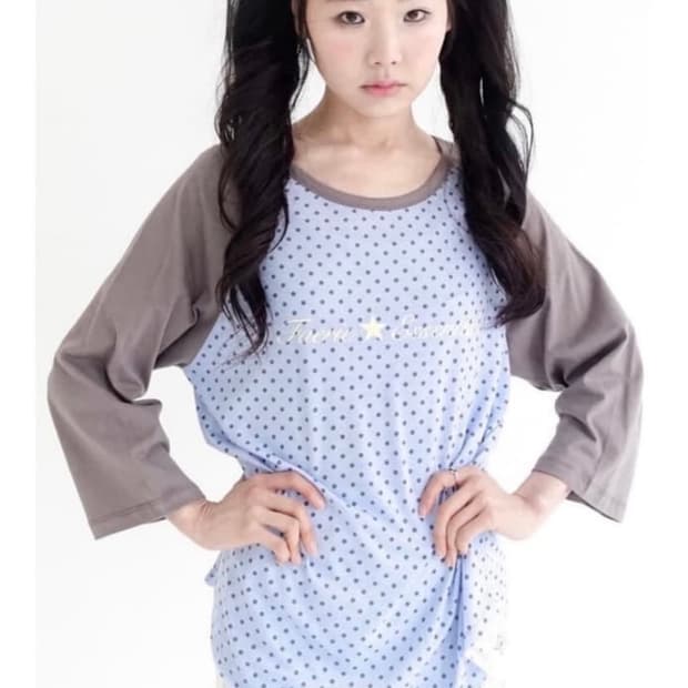 샵페어리 도트 레글런 티셔츠 블루
