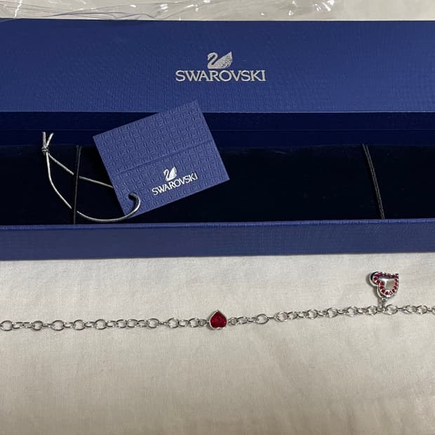 [미사용]스와로브스키 하트 참 팔찌 박스포함