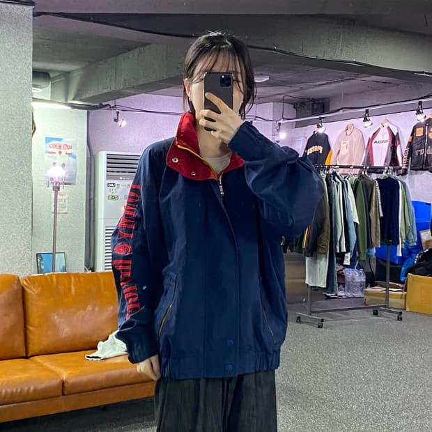 타미힐피거 빅로고 컬러블록 후디드 윈드브레이커 B4581