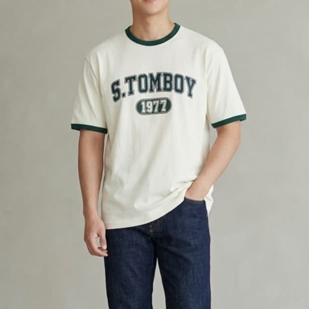 [95-100]스튜디오톰보이 1977 레터링 반팔 티셔츠