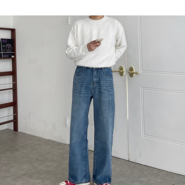 언너드핏 와이드 데님 중청s
