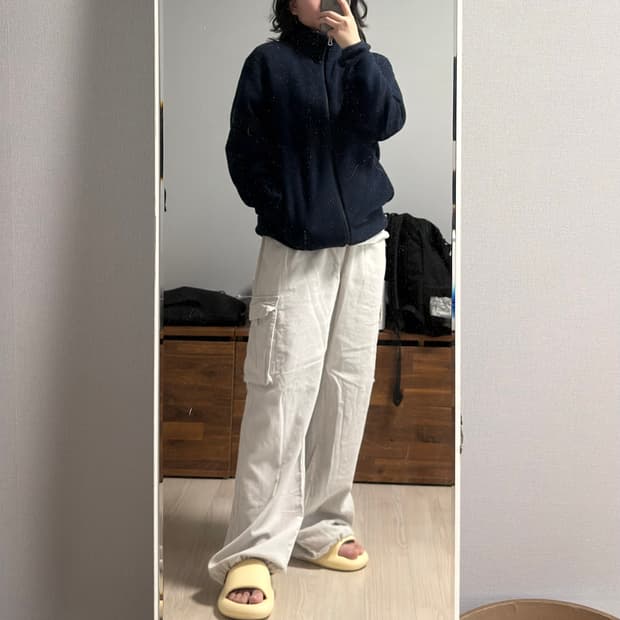 유니클로 후리스 집업 자켓 네이비