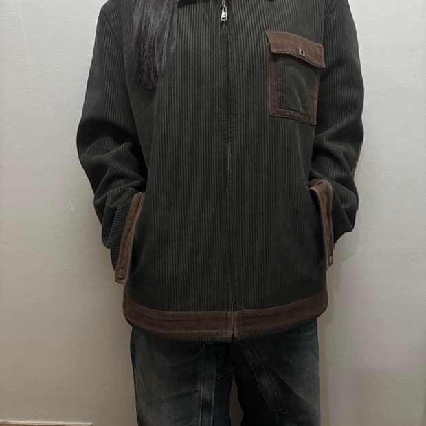 빈티지 카키 코듀로이 자켓