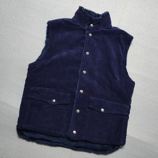 일본빈티지 네이비 코듀로이 조끼