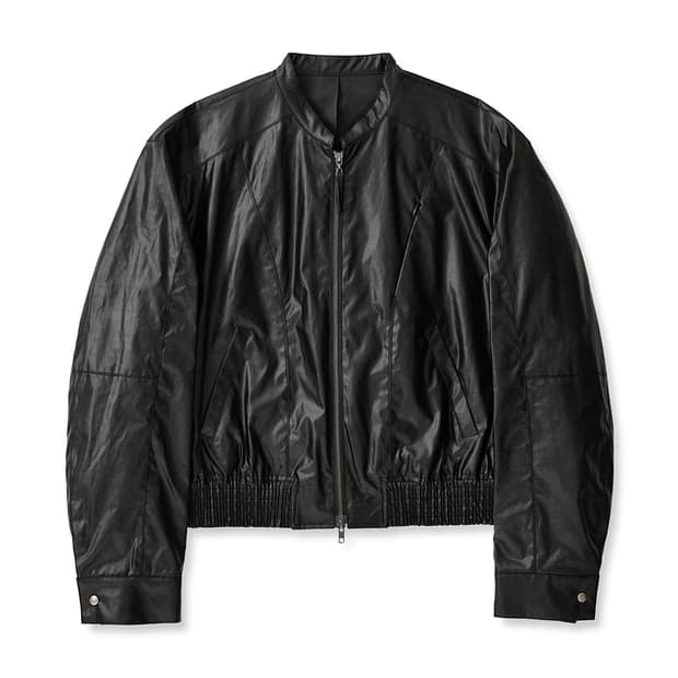 44) 엘무드 글레이즈드 바이커 크롭 코튼 자켓 블랙