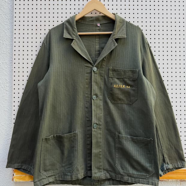1970s EUROPEAN OLIVE HBT 올리브 헤링본 프렌치워크자켓