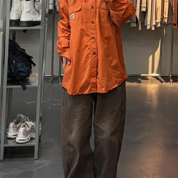 칼하트 오렌지 워크웨어 셔츠 A3220