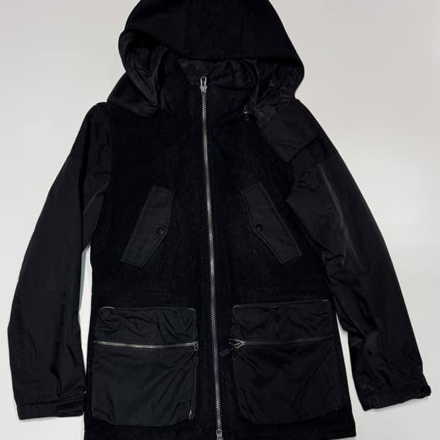 여성 코오롱 스포츠 멀티포켓 사파리 울 후드 자켓