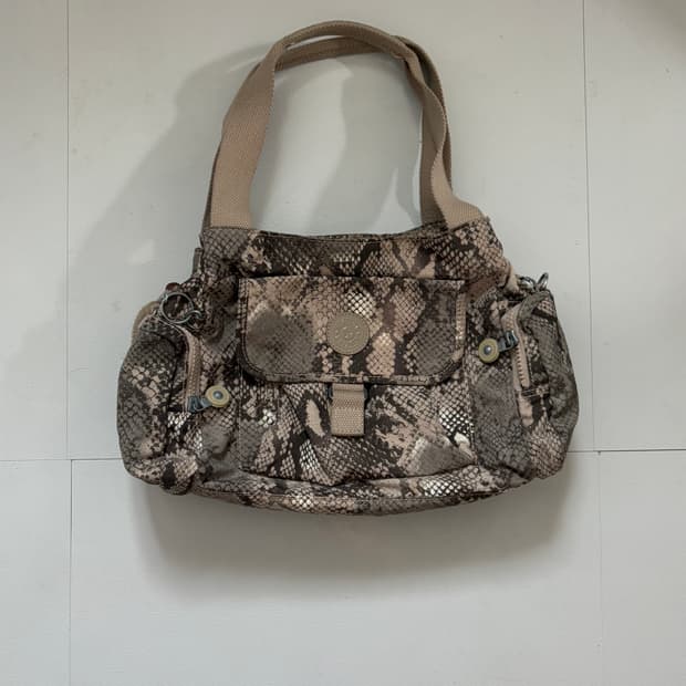 • Kipling snake pattern gray shoulder ba