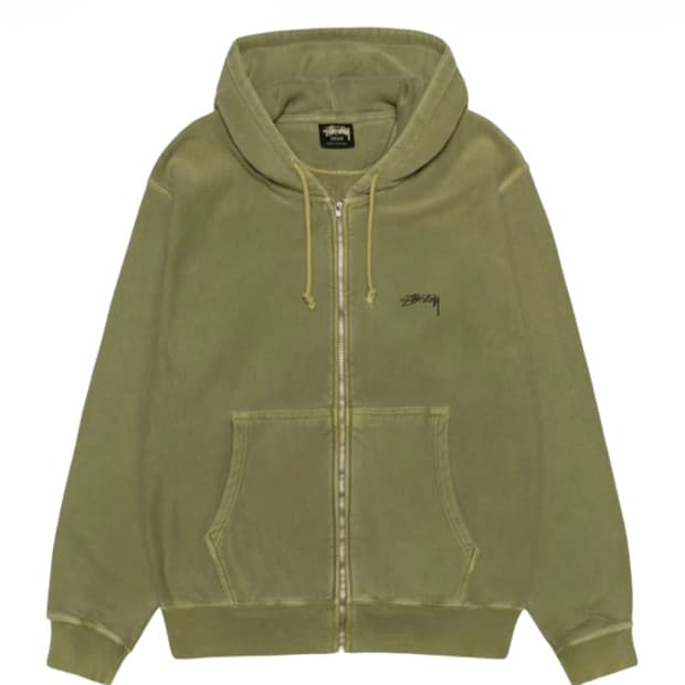 스투시 스무스 스탁 집 후드 올리브