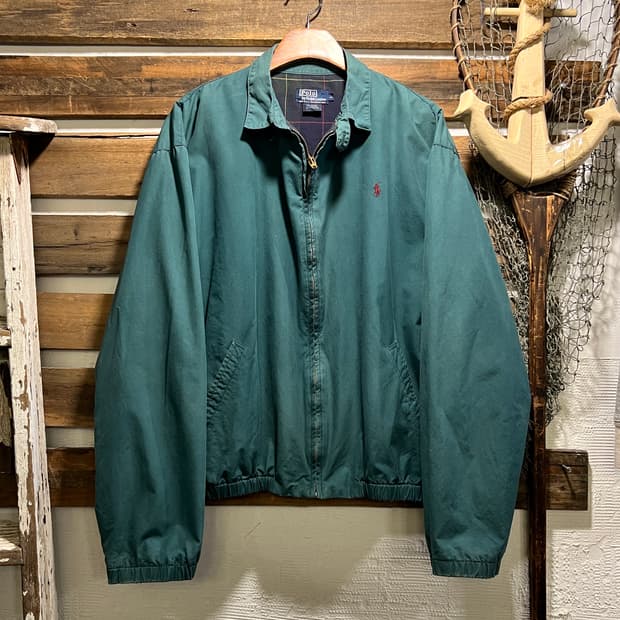 [L]80s OG 폴로 랄프로렌 Made in USA 그린 드리즐러 자켓