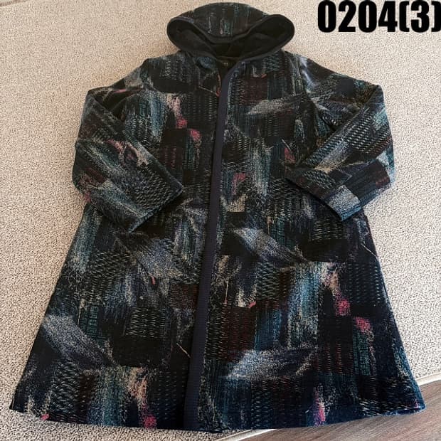 [99] 신강식 에스닉패턴 후드 안감퍼 롱 코트 (단추x) 0204(3)