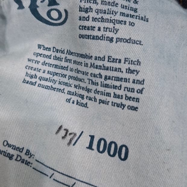 (새제품 레어템) 아베크롬비 1892 일본 셀비지 데님 31/32