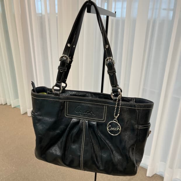 Coach Black Enamel Square Bag