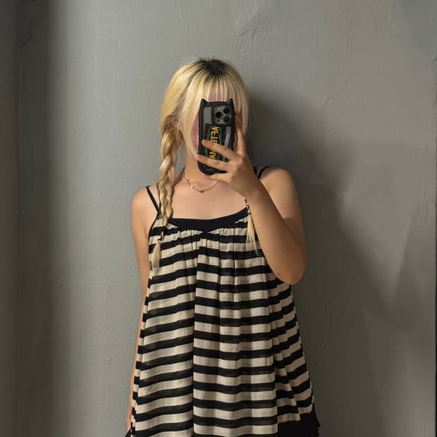 kawaii stripe pattern sleeveless
