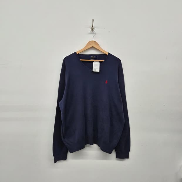 폴로 랄프로렌 네이비 V넥 니트 남성 2XL