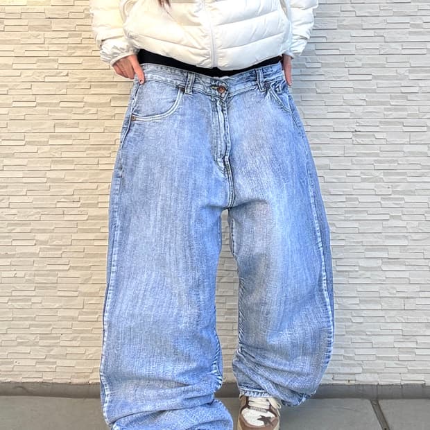 90s SEAN JOHN 올드스쿨 미디엄블루 오버사이즈 와이드 데님 팬츠