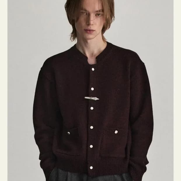 (3)웨이비니스 바시티 라인 가디건 버건디 3사이즈