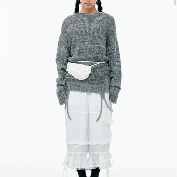 뚜오미오oversized glitter sweater(dustyblue)