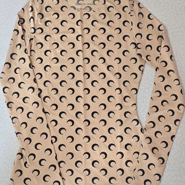 MARINE SERRE 마린세르 문 로고 긴팔티 S 베이지