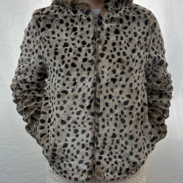 vour meme leopard fur hood jacket