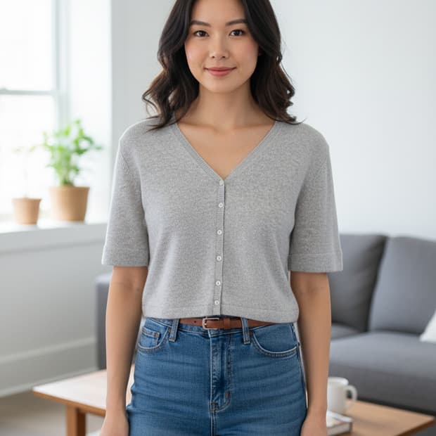 55.Cashmere 크롭 가디건