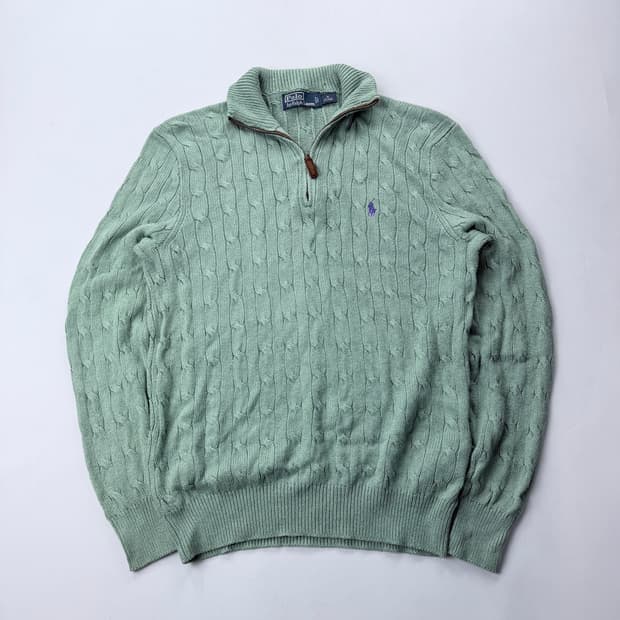 폴로 랄프로렌 케이블 반집업니트